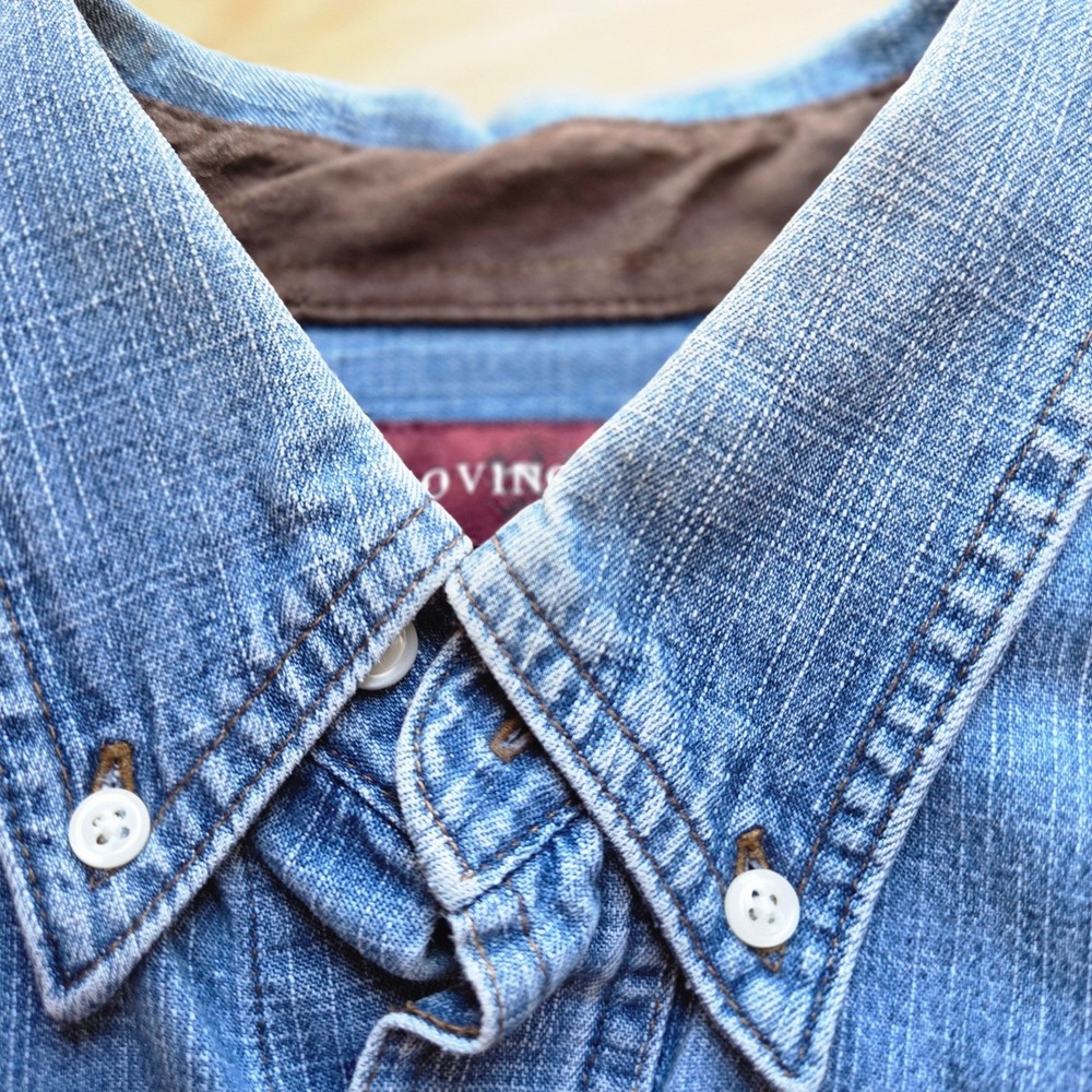 Vintage 90's Denim Shirt Womens Medium Blue Rhinestone Rooster Farmcore Western - Picture 6 of 9